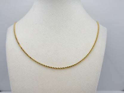 Vintage 10K Yellow Gold Rope Chain Necklace 17.5” 1.6mm Dainty Gold Chain