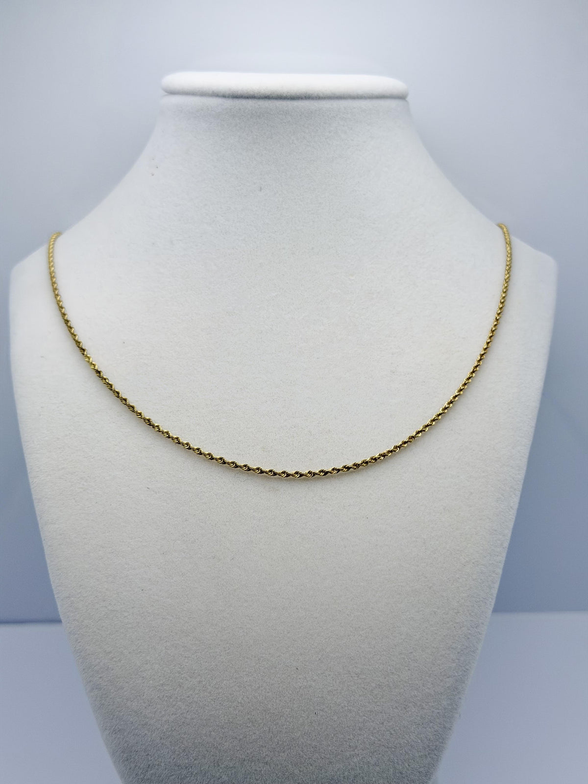 Vintage 10K Yellow Gold Rope Chain Necklace 17.5” 1.6mm Dainty Gold Chain