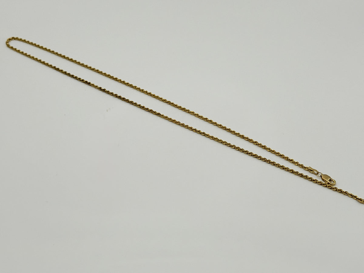 Vintage 10K Yellow Gold Rope Chain Necklace 17.5” 1.6mm Dainty Gold Chain