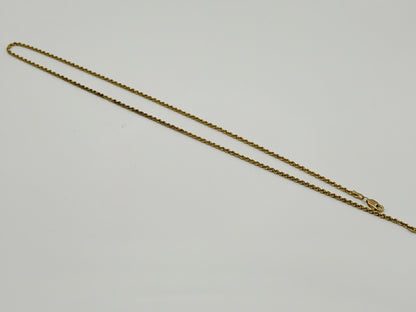Vintage 10K Yellow Gold Rope Chain Necklace 17.5” 1.6mm Dainty Gold Chain