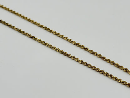 Vintage 10K Yellow Gold Rope Chain Necklace 17.5” 1.6mm Dainty Gold Chain