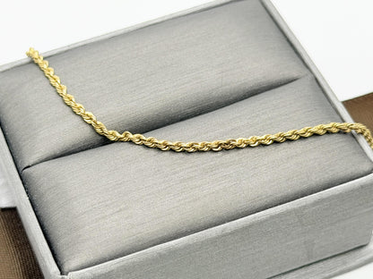 Vintage 10K Yellow Gold Rope Chain Necklace 17.5” 1.6mm Dainty Gold Chain