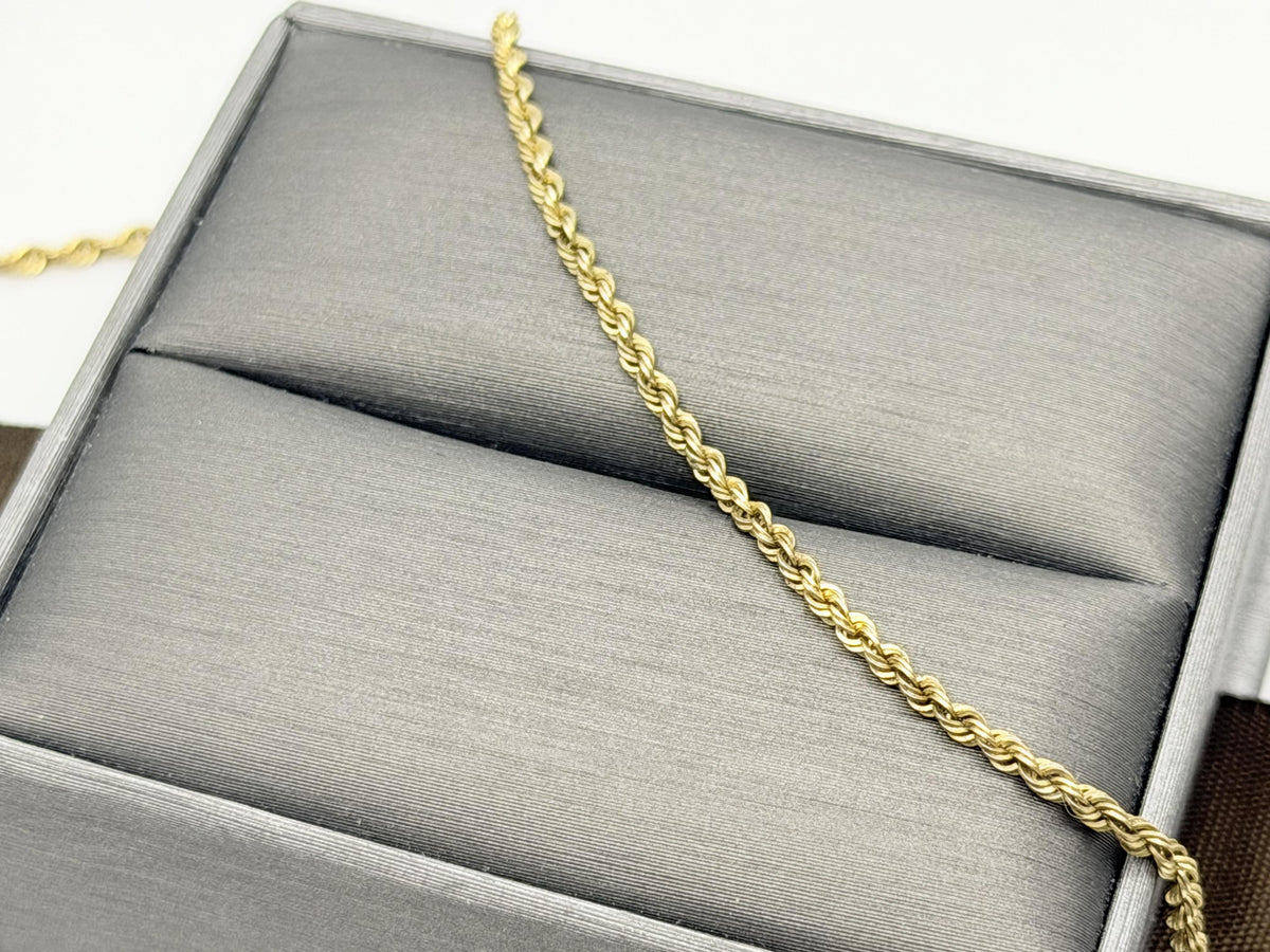 Vintage 10K Yellow Gold Rope Chain Necklace 17.5” 1.6mm Dainty Gold Chain