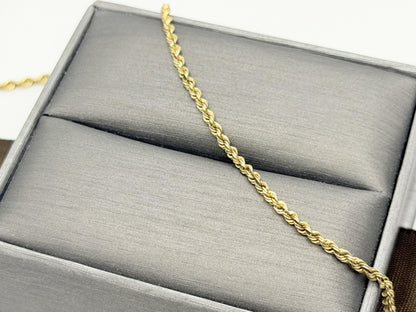 Vintage 10K Yellow Gold Rope Chain Necklace 17.5” 1.6mm Dainty Gold Chain