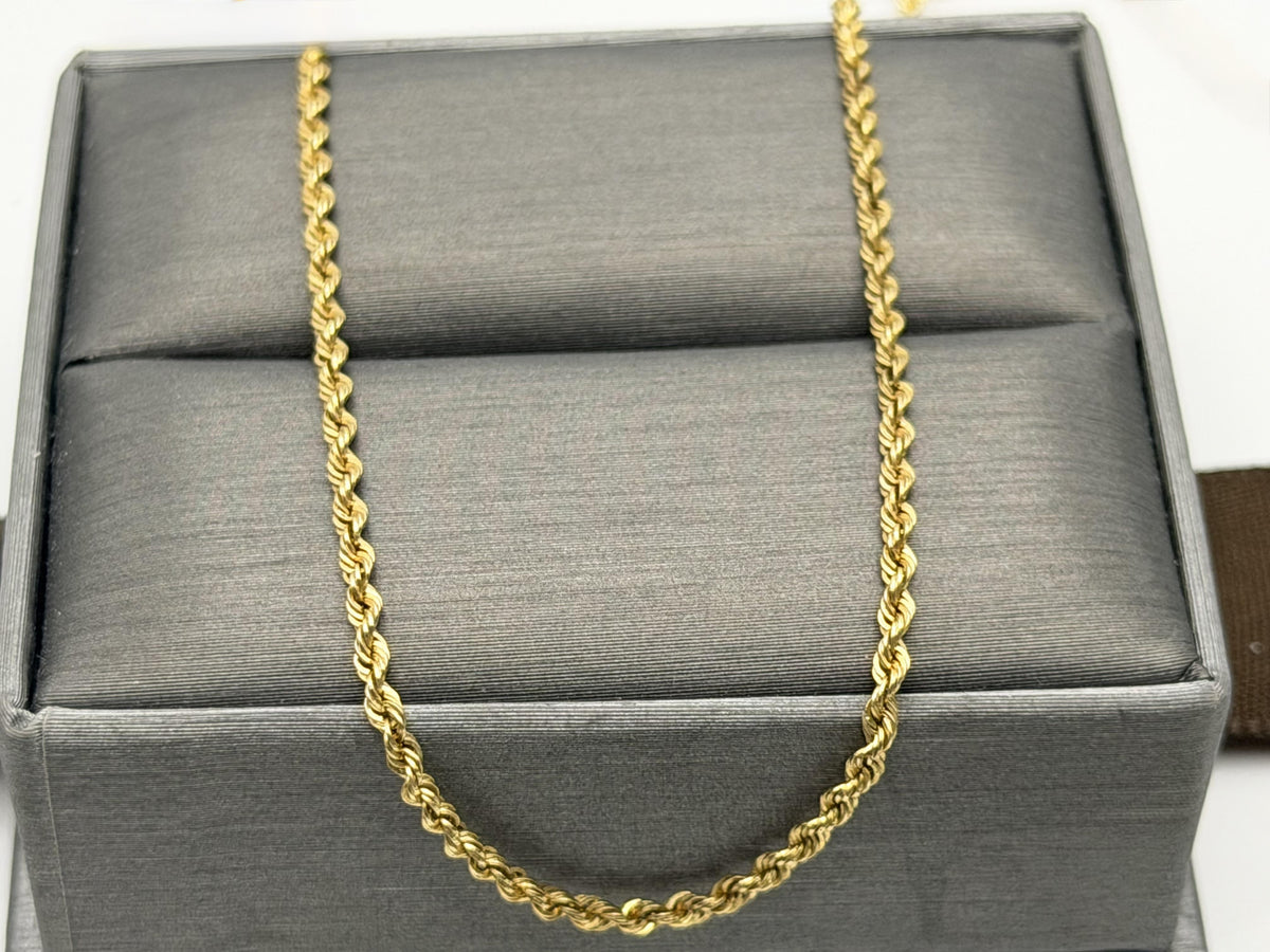 Vintage 10K Yellow Gold Rope Chain Necklace 17.5” 1.6mm Dainty Gold Chain