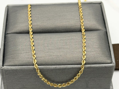 Vintage 10K Yellow Gold Rope Chain Necklace 17.5” 1.6mm Dainty Gold Chain