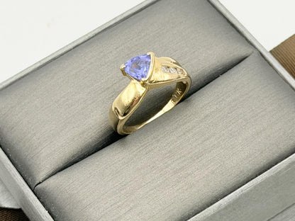 Vintage Tanzanite & Diamond  14k Yellow Gold Ring Promise Ring