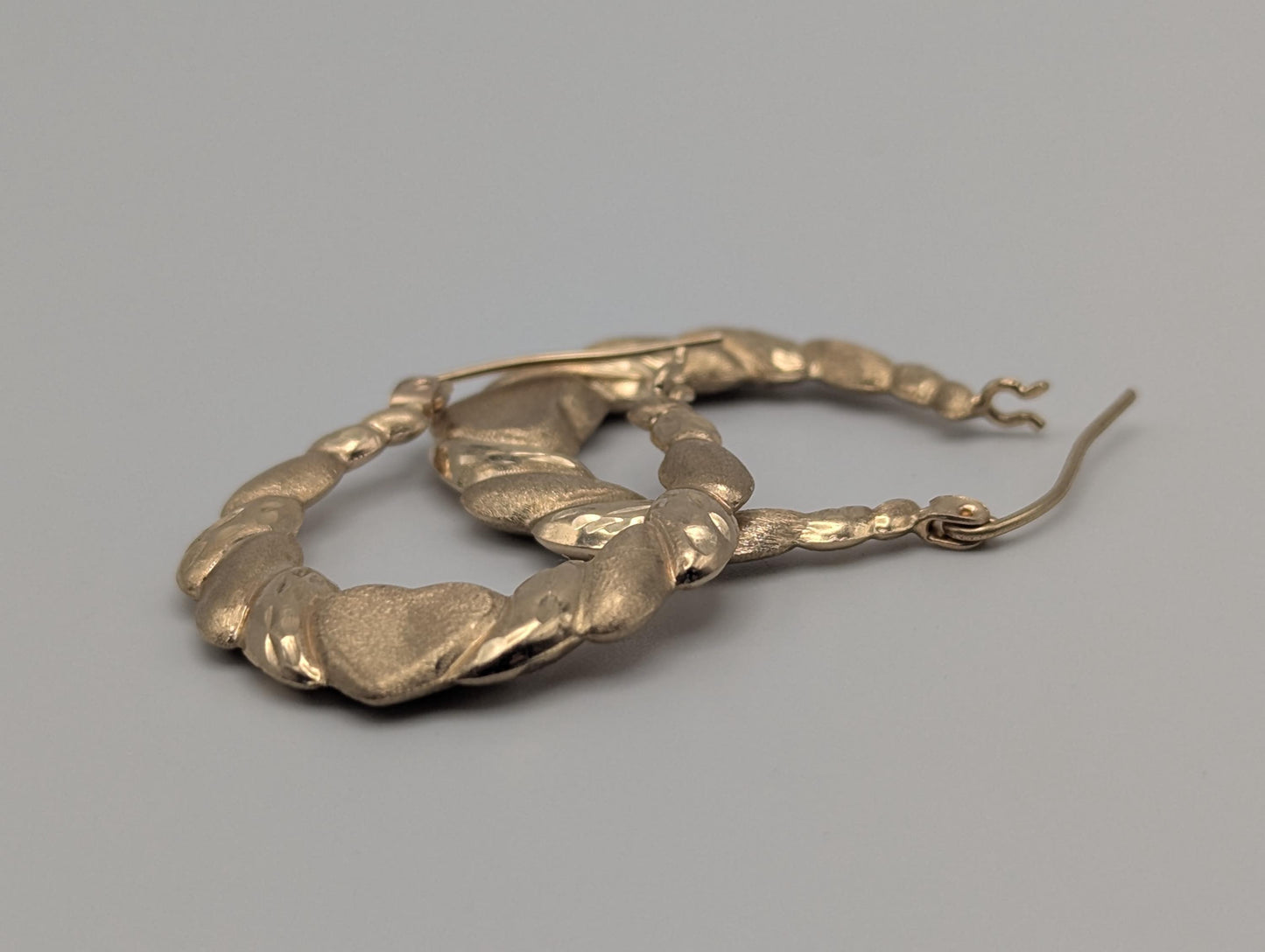 Large 10k Yellow Gold Shrimp Heart Love Hoop Earrings Gold Hoops.