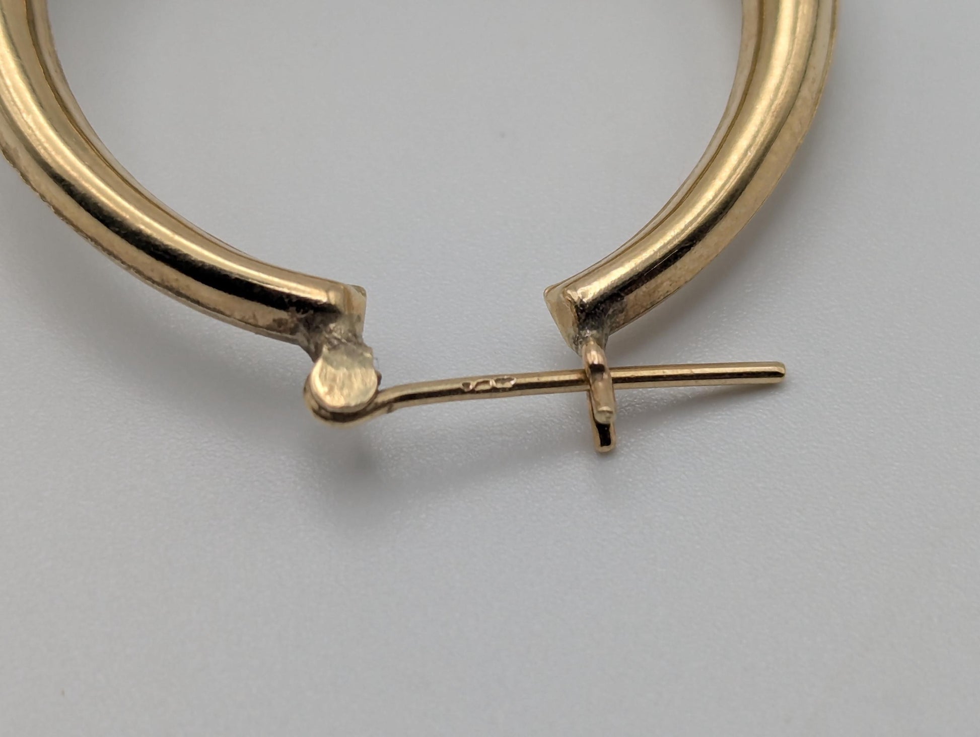 Large 14k Yellow Gold Rams Head Hoop Earrings Hinged Hoops