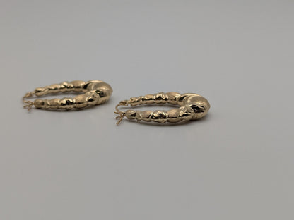 Large 14k Yellow Gold Shrimp Love Hoop Earrings Gold Hoops.