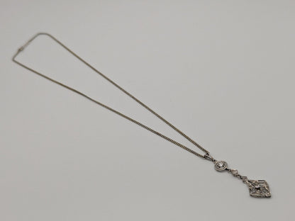 Platinum Pendant Lavaliere Diamond 14k Gold Necklace Chain Vintage Victorian