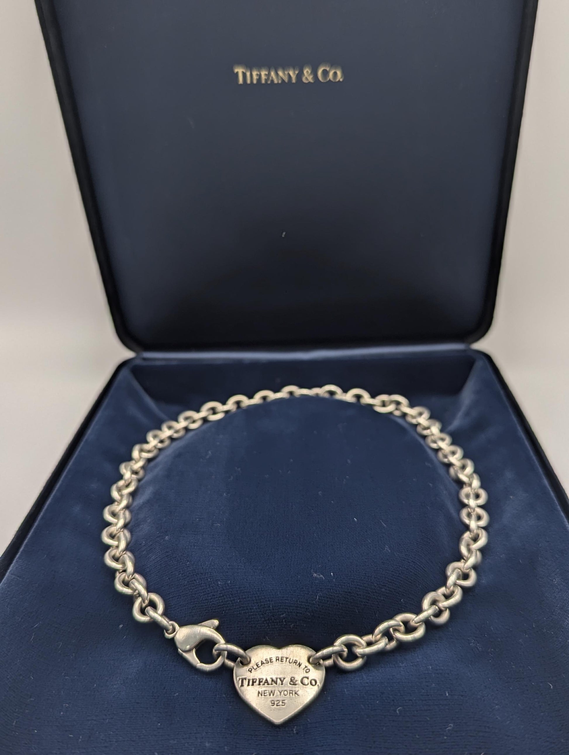 Tiffany & Co Heart Tag Necklace w Original Box. Vintage Tiffany Co Sterling