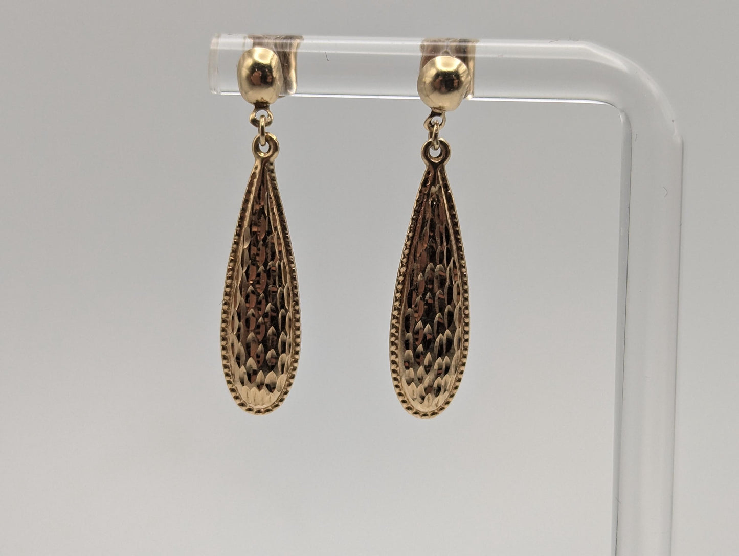 Vintage 14K Solid Yellow Gold Dangle Earrings Drop Earrings Tear-Drop Dangle