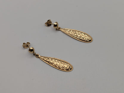 Vintage 14K Solid Yellow Gold Dangle Earrings Drop Earrings Tear-Drop Dangle