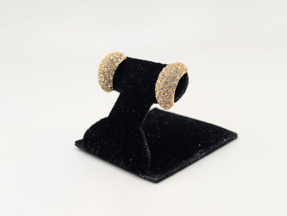 Vintage 14k GP Christian Dior Half Moon Earrings Huggie Swarovski Crystals