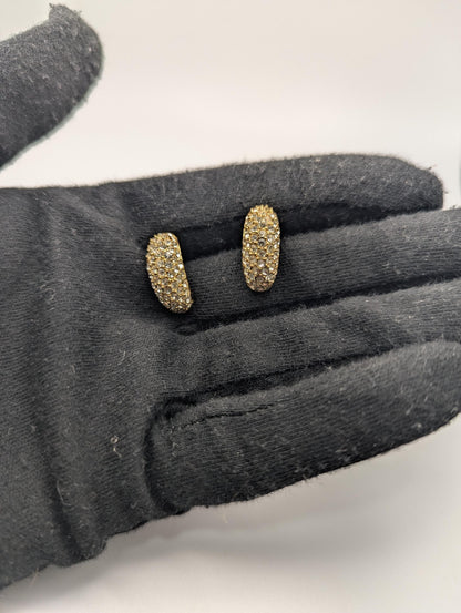 Vintage 14k GP Christian Dior Half Moon Earrings Huggie Swarovski Crystals