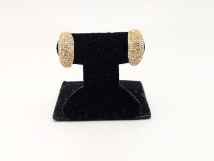 Vintage 14k GP Christian Dior Half Moon Earrings Huggie Swarovski Crystals