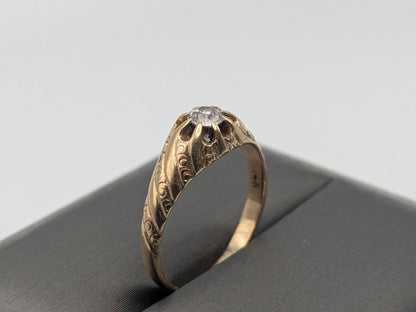 Vintage Art Deco 14K Yellow Gold Filigree .36ct Diamond Wedding Engagement Ring