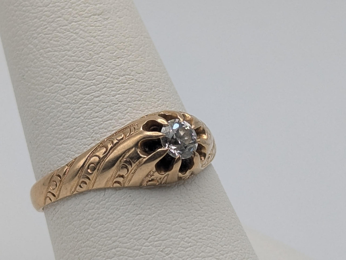 Vintage Art Deco 14K Yellow Gold Filigree .36ct Diamond Wedding Engagement Ring