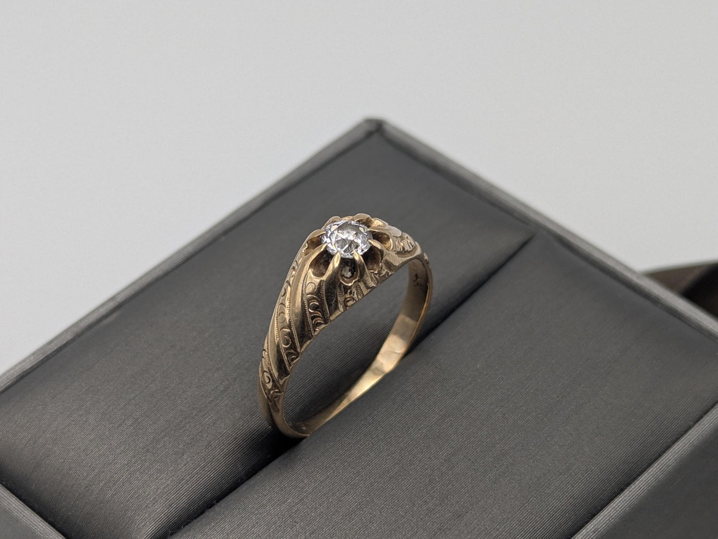 Vintage Art Deco 14K Yellow Gold Filigree .36ct Diamond Wedding Engagement Ring