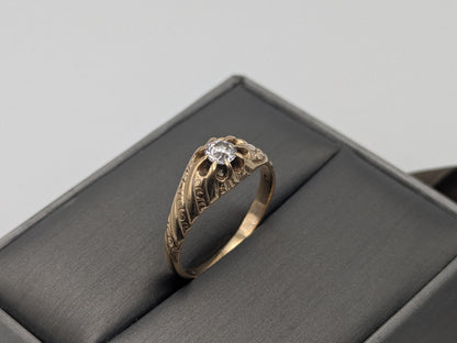 Vintage Art Deco 14K Yellow Gold Filigree .36ct Diamond Wedding Engagement Ring