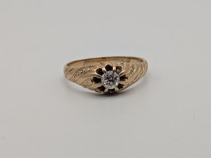 Vintage Art Deco 14K Yellow Gold Filigree .36ct Diamond Wedding Engagement Ring