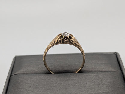 Vintage Art Deco 14K Yellow Gold Filigree .36ct Diamond Wedding Engagement Ring