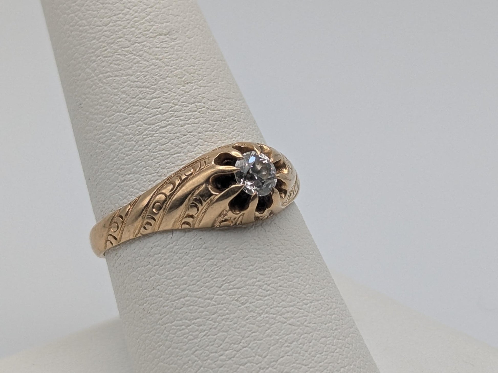 Vintage Art Deco 14K Yellow Gold Filigree .36ct Diamond Wedding Engagement Ring