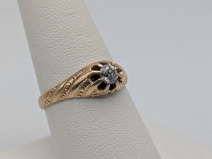 Vintage Art Deco 14K Yellow Gold Filigree .36ct Diamond Wedding Engagement Ring