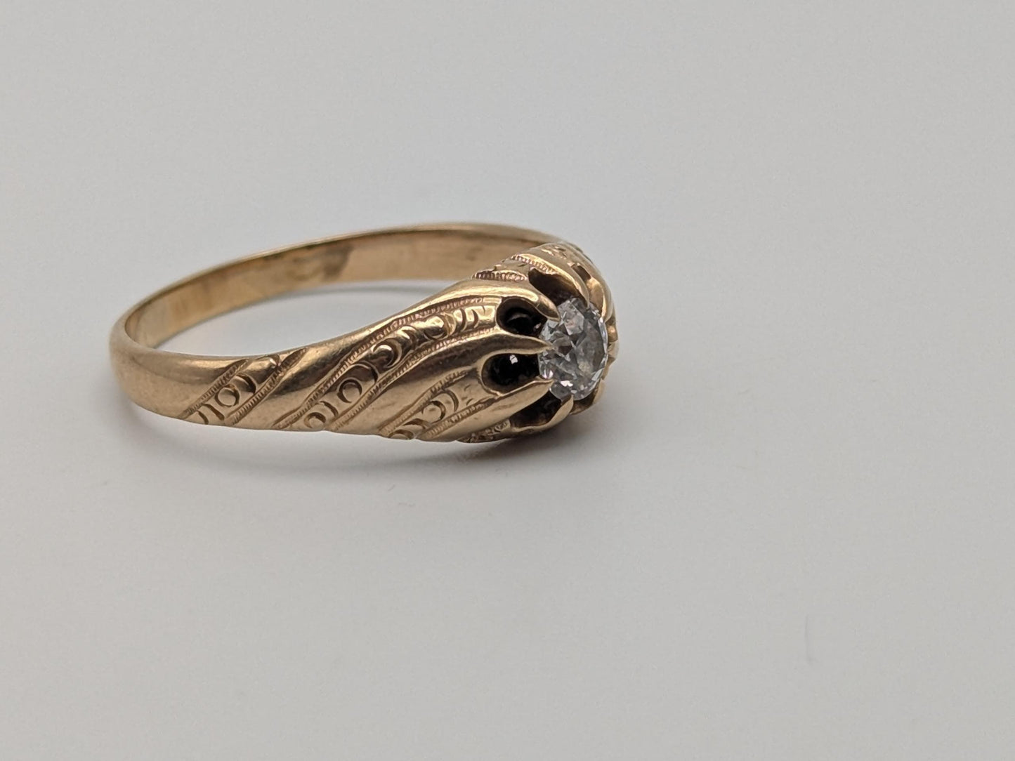 Vintage Art Deco 14K Yellow Gold Filigree .36ct Diamond Wedding Engagement Ring
