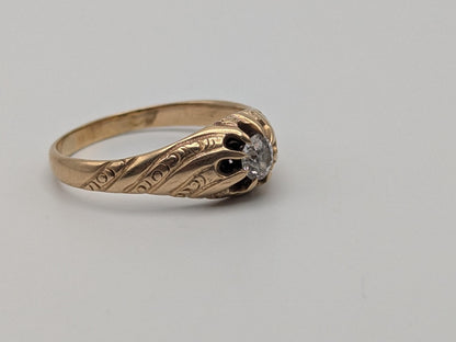 Vintage Art Deco 14K Yellow Gold Filigree .36ct Diamond Wedding Engagement Ring