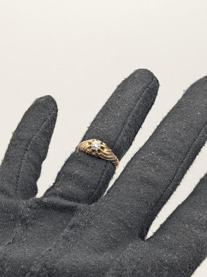 Vintage Art Deco 14K Yellow Gold Filigree .36ct Diamond Wedding Engagement Ring