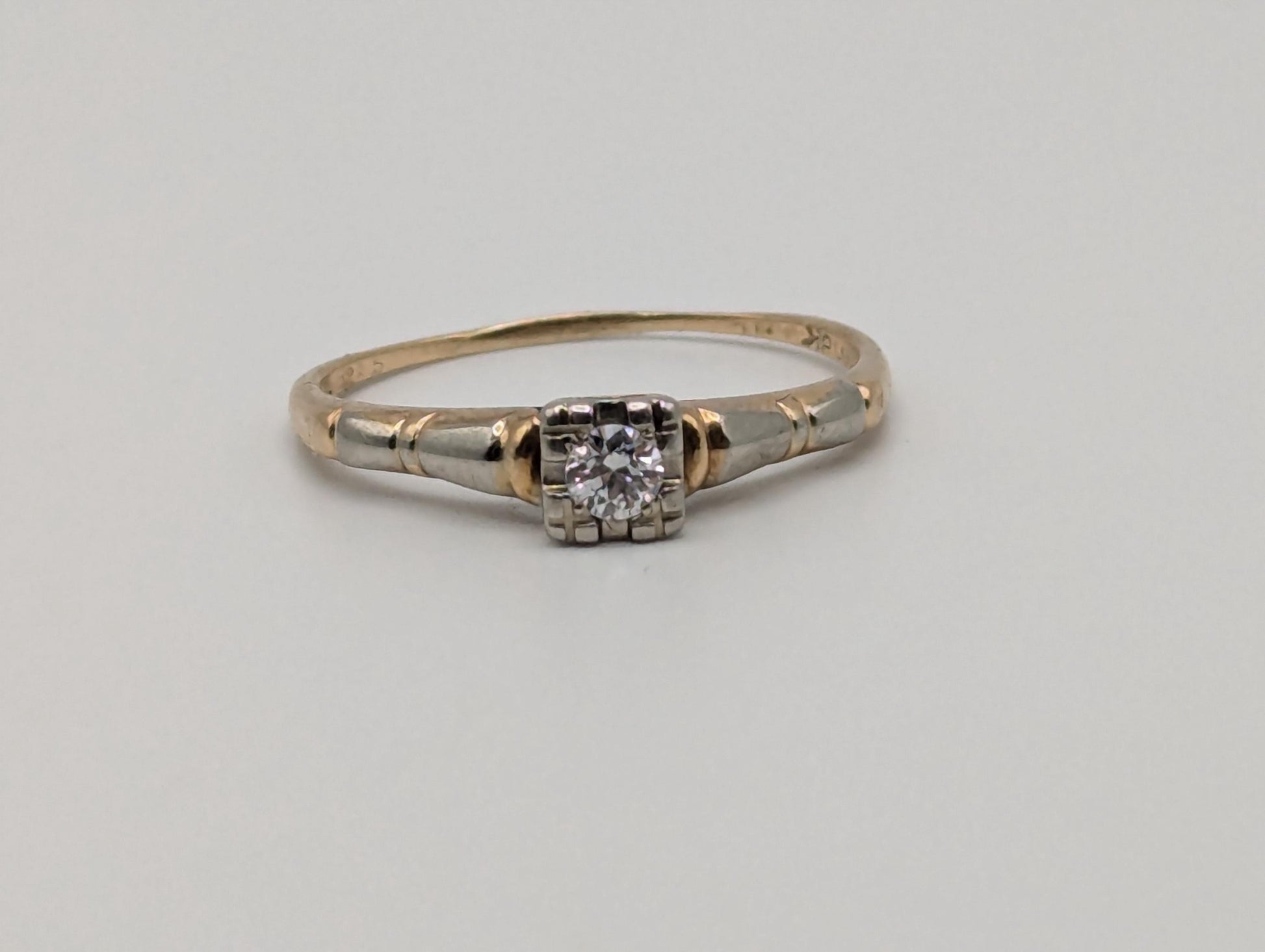 Vintage Art Deco 14k 18K Multi-Gold Diamond Ring Engagement Ring