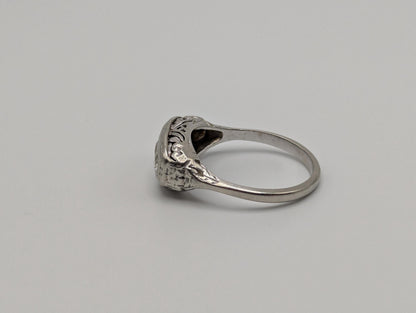 Vintage Art Deco 18K White Gold Triple Stone Filigree .59 ctw Diamond Ring