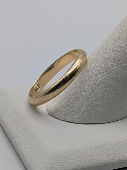 Vintage Wedding Ring 14K Yellow Gold Wedding Band 3.3mm Comfort Fit Ring