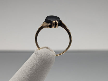 Yellow Gold 10k Black Onyx Ring Womens Midnight Black Onyx  Ring. 10k Onyx