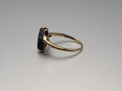 Yellow Gold 10k Black Onyx Ring Womens Midnight Black Onyx  Ring. 10k Onyx