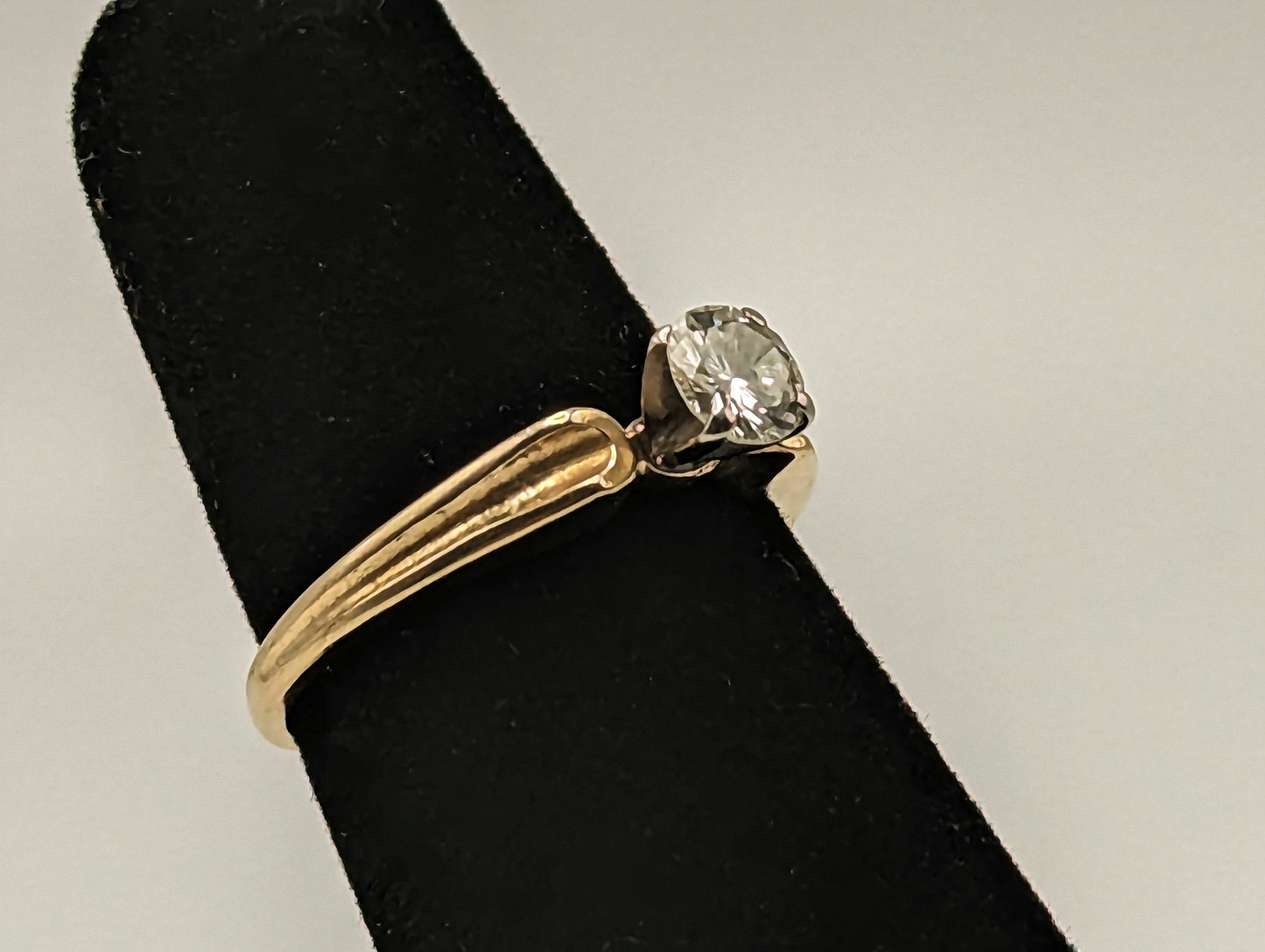 Antique 14k Yellow Gold Diamond Solitaire Engagement Ring. 14k Yellow Gold Wedding Band. 14k Yellow Gold Diamond Wedding band