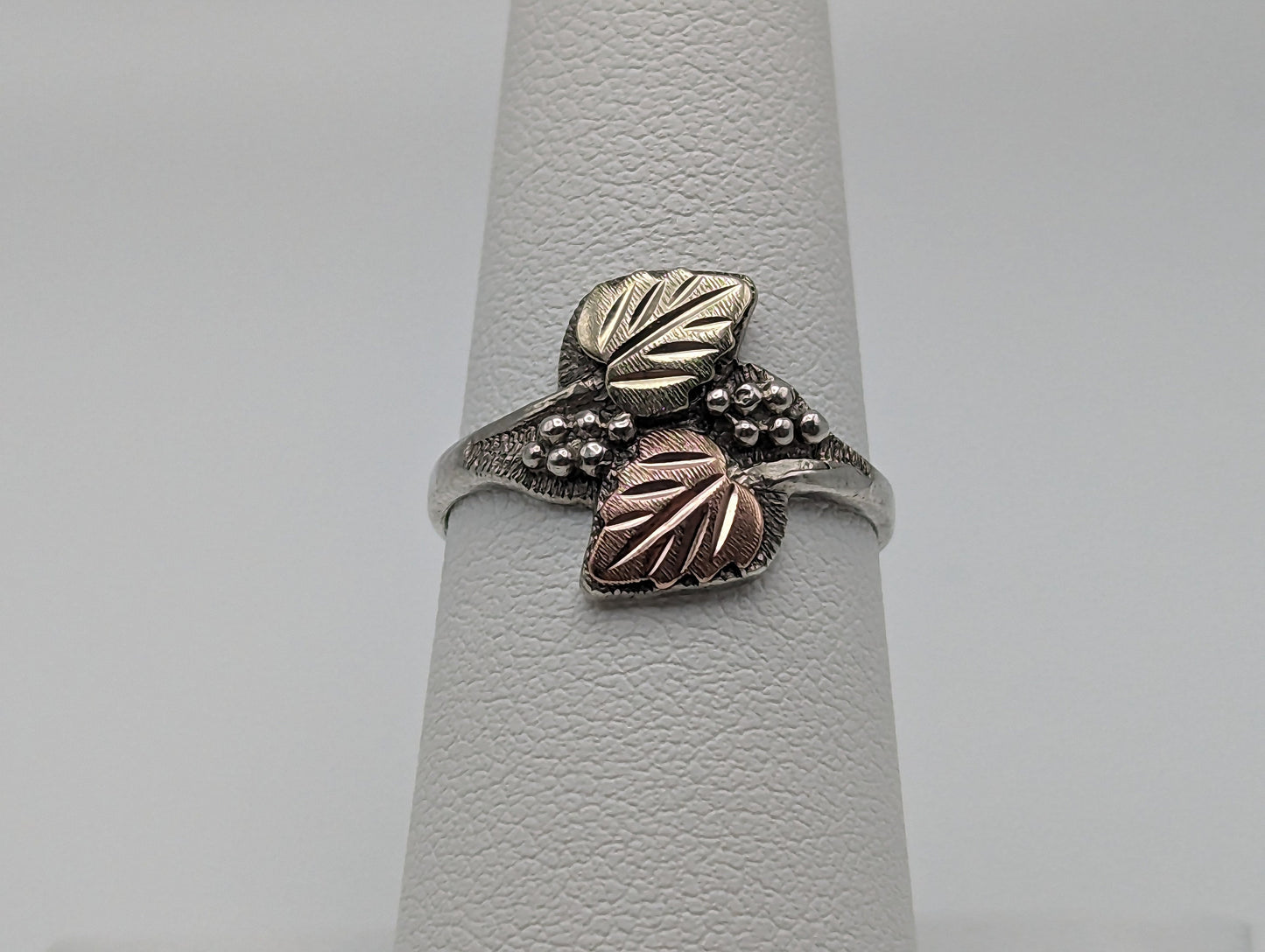 Sterling Silver Leaf Black Hills Gold Ring. Black Hills Gold Leaf Women's Ring. Sterling Silver Antique Gold Leaf Ring. 10k Gold Leaf Ring.