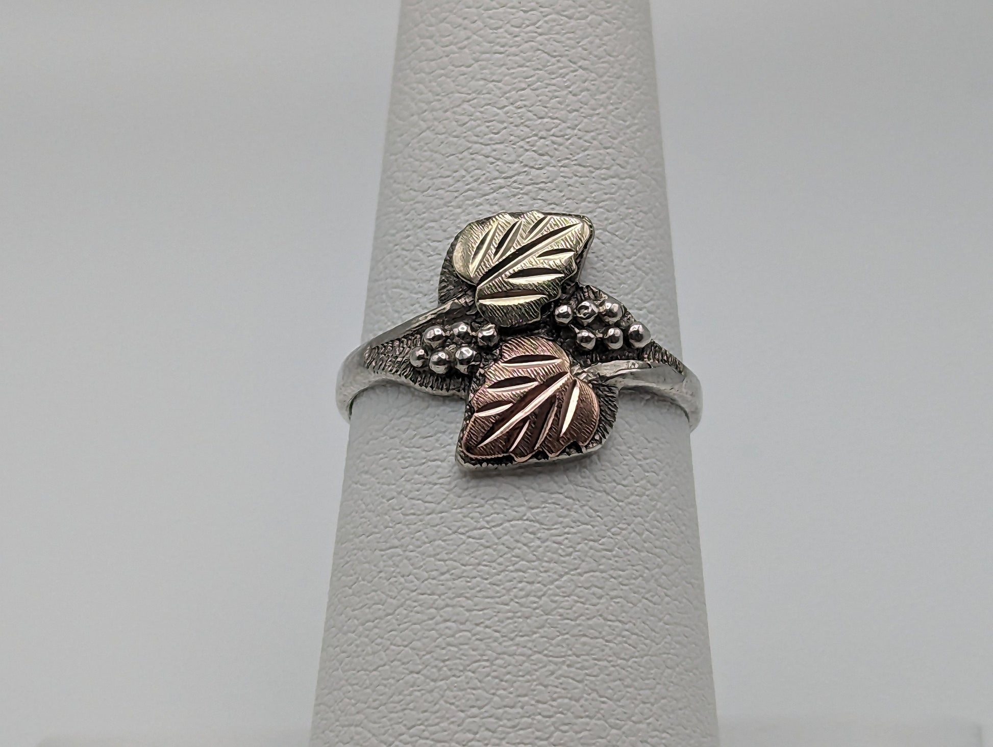 Sterling Silver Leaf Black Hills Gold Ring. Black Hills Gold Leaf Women's Ring. Sterling Silver Antique Gold Leaf Ring. 10k Gold Leaf Ring.