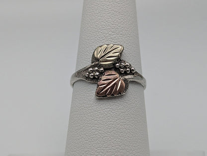 Sterling Silver Leaf Black Hills Gold Ring. Black Hills Gold Leaf Women's Ring. Sterling Silver Antique Gold Leaf Ring. 10k Gold Leaf Ring.