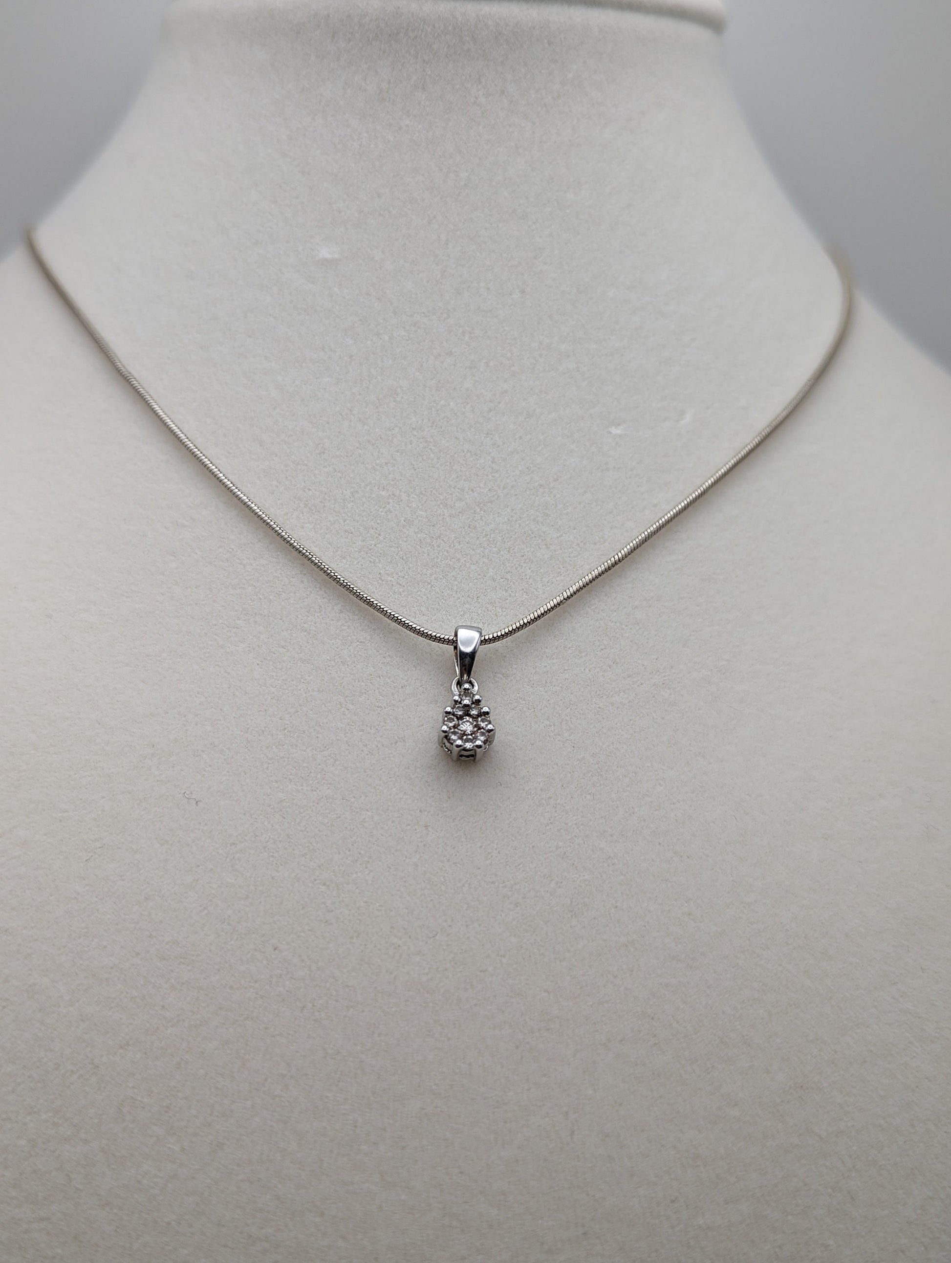 14k White Gold Diamond Halo Pendant. 14k White Gold Diamond Pendant. 14k Womens Diamond Halo Pendant.