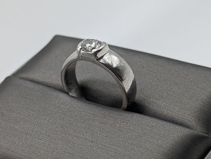 14k White Gold .50ct Diamond Solitaire Engagement Ring. 14k White Gold Wedding Band. 14k White Gold Diamond Wedding Band.