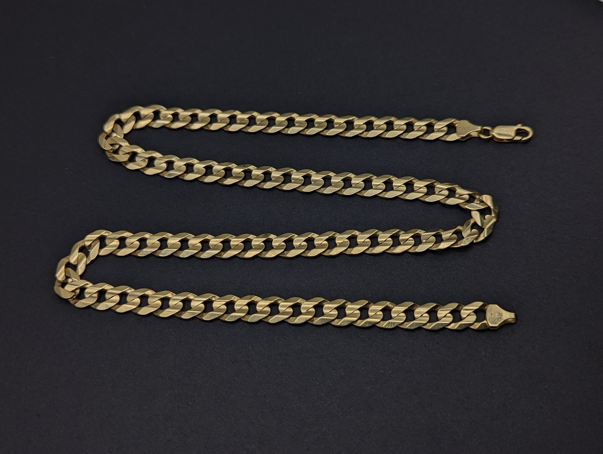 46 Grams Cuban Chain 22 inch Yellow Gold 10k. 10k Yellow Gold Mens Miami Cuban Curb Link 22" 8.5mm Chain. Heavy Cuban Link 10k Necklace