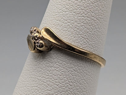 10k Yellow Gold Triple Diamond Ring. 10k Bypass Setting Diamond Ring. 10k Three Stone Diamond Ring. 10k Diamond Engagement Ring.