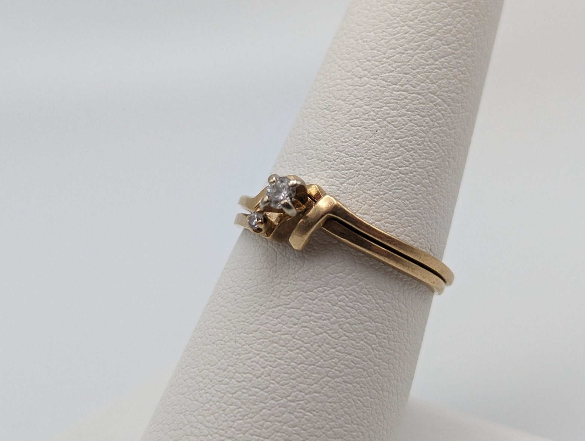 Vintage 14k Yellow Gold Diamond Wedding Ring Set Band. 14k Diamond Enhancer Ring. 14k Yellow Gold Diamond Engagement Ring.