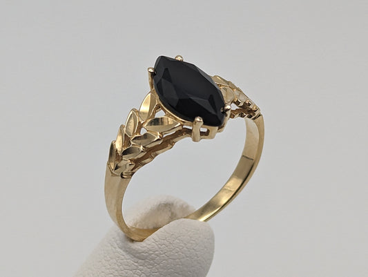 Beverly Hills Gold Black Onyx Ring. Yellow Gold 14k Black Onyx Ring Womens Midnight Black Onyx Ring. 14k Onyx Minimalist Ring.