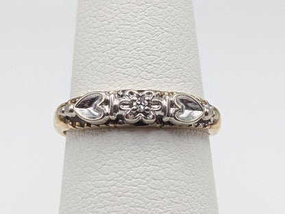 Antique Art Deco 14k White and Yellow Gold Wedding Ring. 14k White and Yellow Gold Diamond Wedding Band. Anniversary Band.