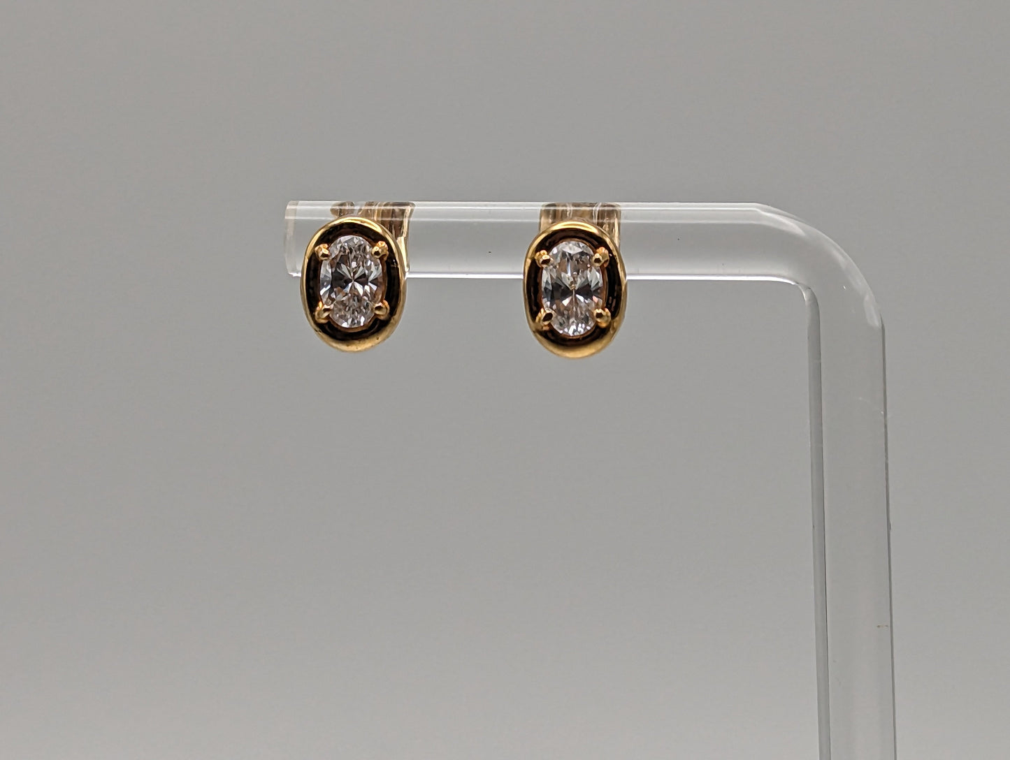 14K Yellow Gold 5x4 mm Oval Cubic Zirconia Stud Earrings 14k Yellow Gold Studs Minimalist Studs