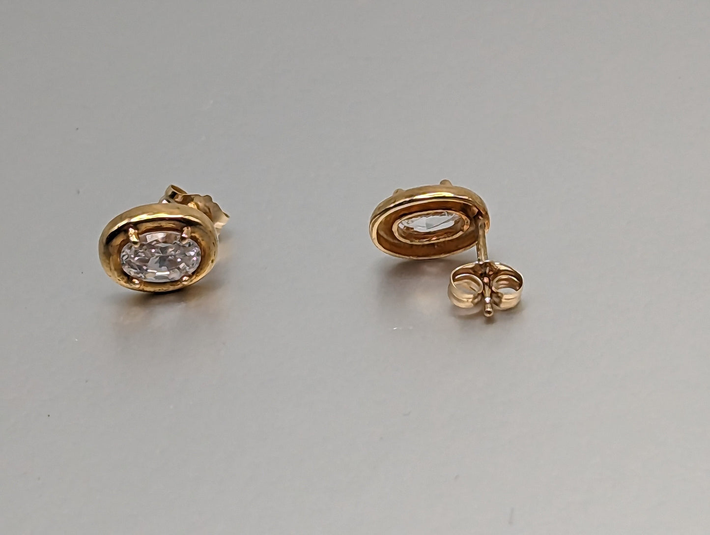 14K Yellow Gold 5x4 mm Oval Cubic Zirconia Stud Earrings 14k Yellow Gold Studs Minimalist Studs